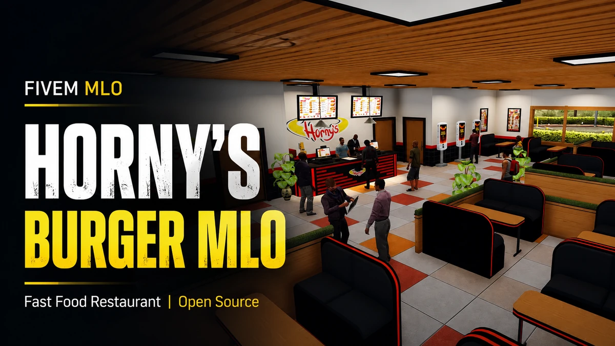 Horny's Burger MLO FiveM | Fast Food Restaurant | Open Source
